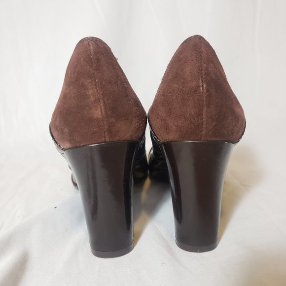Vintage Early 2000s Y2K Franco Sarto Brown Round Toe Chunky Heel Pump Size 8.5M - Picture 5 of 11
